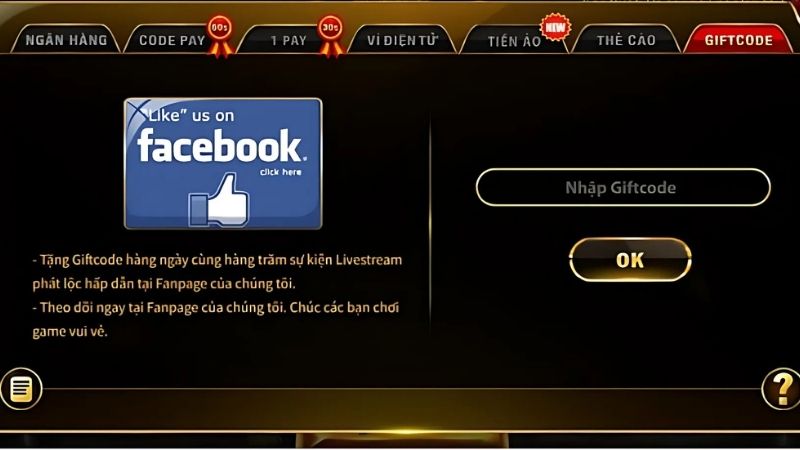 Làm sao nhận giftcode trong game bài đổi thưởng qua fanpage