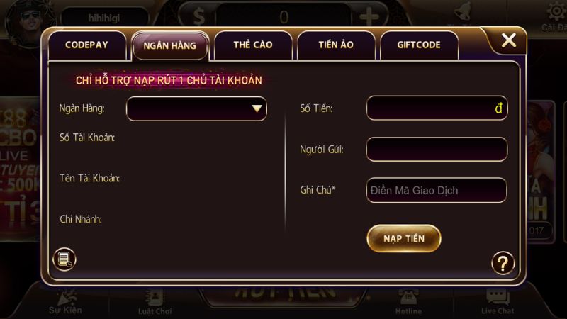 nạp tiền Nhất Vip