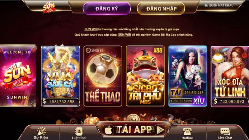 cổng game cá cược Sunwin